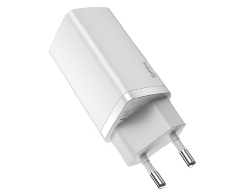 Мережевий зарядний пристрій Baseus GaN2 Lite Quick Charger C+U 65W EU White (CCGAN2L-B02)