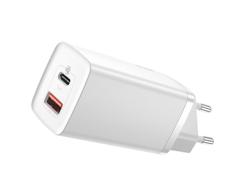 Мережевий зарядний пристрій Baseus GaN2 Lite Quick Charger C+U 65W EU White (CCGAN2L-B02)