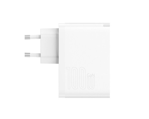 МЗП Baseus GaN5 Pro Fast Charger C+U 100W EU White (With Mini White Cable Type-C to Type-C 100W(20V/5A) 1m White） (CCGP090202)