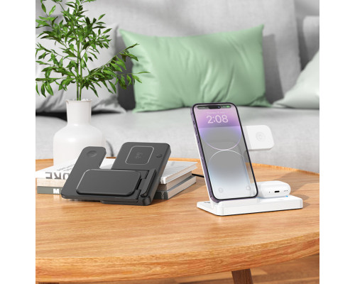 Бездротовий зарядний пристрій BOROFONE BQ26 Best 3-in-1 wireless fast charger White (6941991108013)