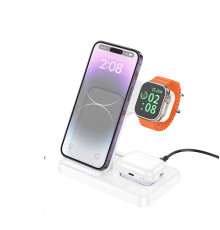 Бездротовий зарядний пристрій BOROFONE BQ26 Best 3-in-1 wireless fast charger White (6941991108013)