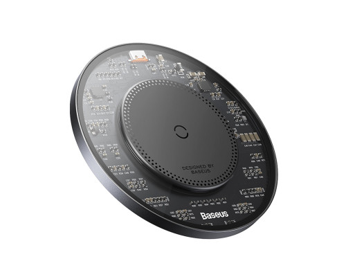 Бездротовий зарядний пристрій Baseus Simple 2 Wireless Charger 15W Cluster Black（Include: Cable Type-C To Type-C 24W 12V/2A 1m Cluster Black) (CCJJ050001)