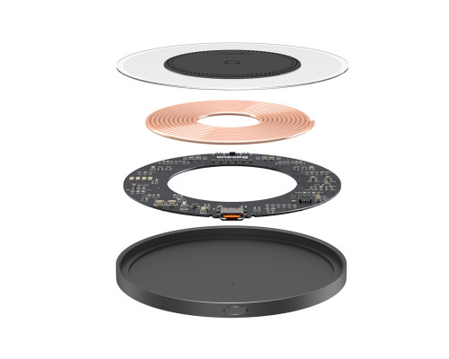 Бездротовий зарядний пристрій Baseus Simple 2 Wireless Charger 15W Cluster Black（Include: Cable Type-C To Type-C 24W 12V/2A 1m Cluster Black) (CCJJ050001)