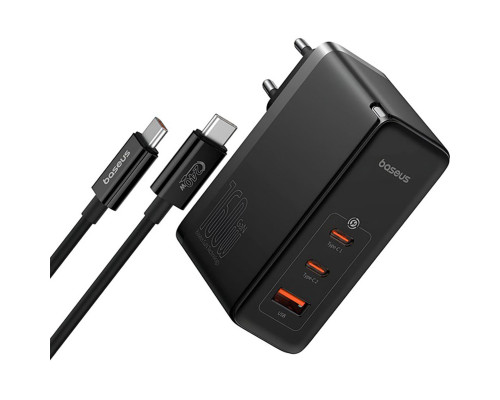 Мережевий зарядний пристрій Baseus GaN5 Pro Digital Fast Charger 2C+U 160W EU Cluster Black (With Superior Series Fast Charging Data Cable Type-C to T (P10110825113-00)