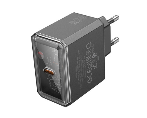 Мережевий зарядний пристрій BOROFONE BAS31A Treasure single port PD35W charger(EU) Black (6941991110580)