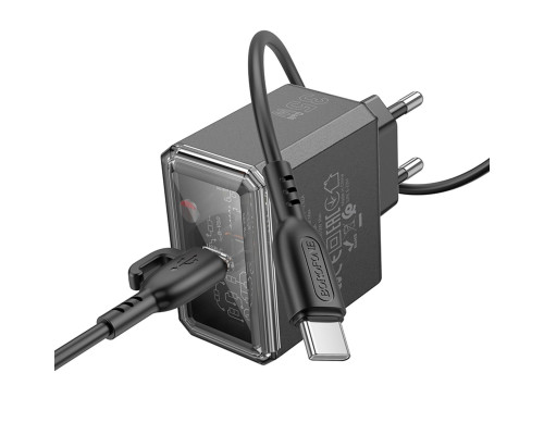 Мережевий зарядний пристрій BOROFONE BAS31A Treasure single port PD35W charger set(C to C)(EU) Black (6941991110627)