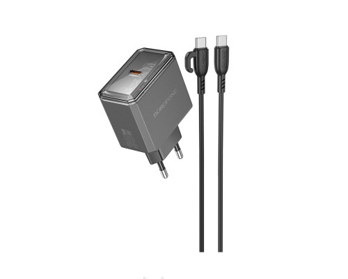 Мережевий зарядний пристрій BOROFONE BAS31A Treasure single port PD35W charger set(C to C)(EU) Black (6941991110627)