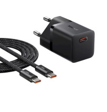 Мережевий зарядний пристрій Baseus GaN5 Fast Charger (mini) 1C 25W EU Cluster Black (with: Baseus Dynamic 3 Series Fast Charging Data Cable Type-C t (P10110909113-01)