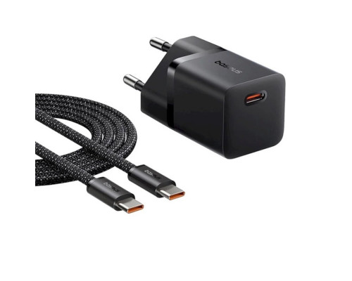 Мережевий зарядний пристрій Baseus GaN5 Fast Charger (mini) 1C 25W EU Cluster Black (with: Baseus Dynamic 3 Series Fast Charging Data Cable Type-C t (P10110909113-01)