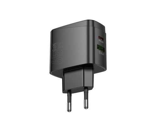 Мережевий зарядний пристрій HOCO CS63A Bright PD65W (1A1C) charger (EU) Black (6942007638470)