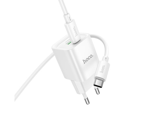 Мережевий зарядний пристрій HOCO C147A Charm PD20W+QC3.0 charger set (C to C)(EU) White (6942007630290)