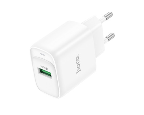 Мережевий зарядний пристрій HOCO C140A Smart single port QC3.0 charger (EU) White (6942007627795)