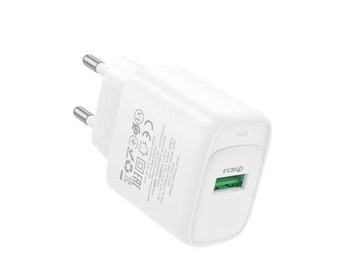 Мережевий зарядний пристрій HOCO C140A Smart single port QC3.0 charger (EU) White (6942007627795)