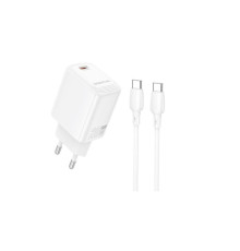 Мережевий зарядний пристрій BOROFONE BN26 Fuente single-port PD20W charger set (C to C) (EU) White (6941991120251)