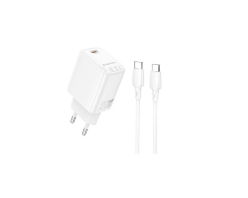 Мережевий зарядний пристрій BOROFONE BN26 Fuente single-port PD20W charger set (C to C) (EU) White (6941991120251)