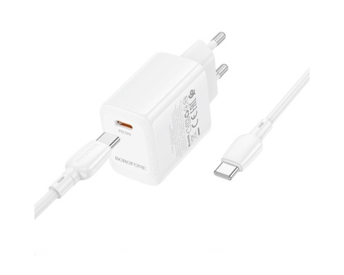 Мережевий зарядний пристрій BOROFONE BN26 Fuente single-port PD20W charger set (C to C) (EU) White (6941991120251)