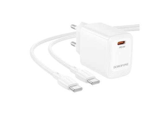 Мережевий зарядний пристрій BOROFONE BN26 Fuente single-port PD20W charger set (C to C) (EU) White (6941991120251)