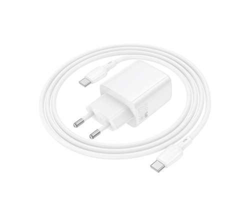 Мережевий зарядний пристрій BOROFONE BN26 Fuente single-port PD20W charger set (C to C) (EU) White (6941991120251)
