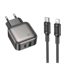 Мережевий зарядний пристрій BOROFONE BAS54A Absolute PD20W+QC3.0 charger set (C to iP) (EU) Black (6941991116216)