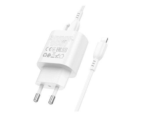 Мережевий зарядний пристрій BOROFONE BA82A Platinum single port PD25W charger set (C to iP) (EU) White (6941991112263)