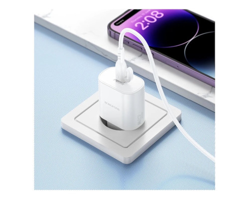 Мережевий зарядний пристрій BOROFONE BA82A Platinum single port PD25W charger set (C to iP) (EU) White (6941991112263)