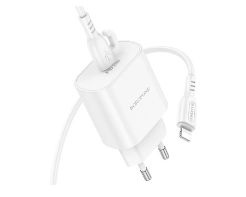 Мережевий зарядний пристрій BOROFONE BA82A Platinum single port PD25W charger set (C to iP) (EU) White (6941991112263)
