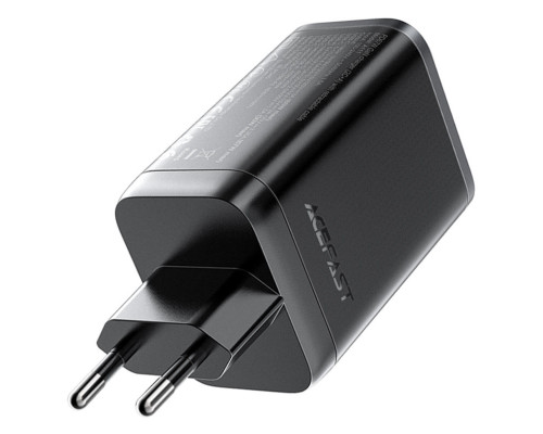 Мережевий зарядний пристрій ACEFAST A111 PD67W GaN charger(2*USB-C+USB-A) with retractable cable Black (6974316284062)