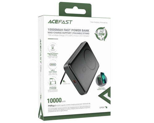 Зовнішній акумулятор ACEFAST M6 PD20W magnetic wireless charging power bank 10000mAh Black (AFM6B)