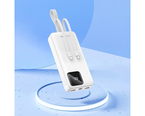 Зовнішній акумулятор REMAX Suji Series PD 20W+QC 22.5W Fast Charging Cabled Power Bank 30000mAh RPP-550 White (RPP-550 White)