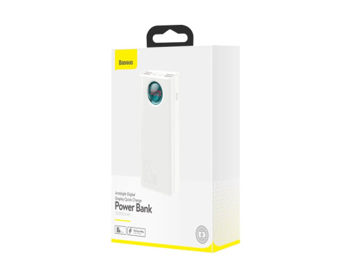 Зовнішній акумулятор Baseus Amblight Digital Display Fast Charge Power Bank 30000mAh White (PPLG000102)
