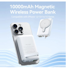 Зовнішній акумулятор Vention 10000mAh Magnetic Wireless Power Bank (USB-C + Lightning + USB-C + USB-A +Wireless) 22.5W White LED Display Type (FHTW0) (FHTW0)