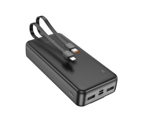 Зовнішній акумулятор HOCO J118A Speed energy power bank with cable(20000mAh) Black (6942007608060)