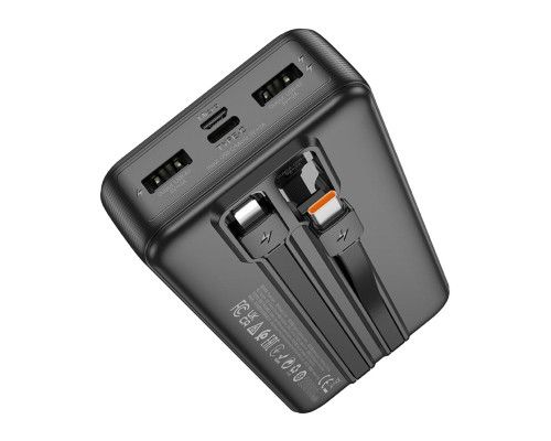 Зовнішній акумулятор HOCO J118A Speed energy power bank with cable(20000mAh) Black (6942007608060)
