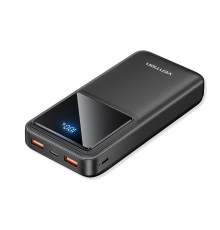 Зовнішній акумулятор Vention 20000mAh Power Bank (Micro-USB + USB-C + USB-A + USB-A) 22.5W Black LED Display Type (FHLB0)