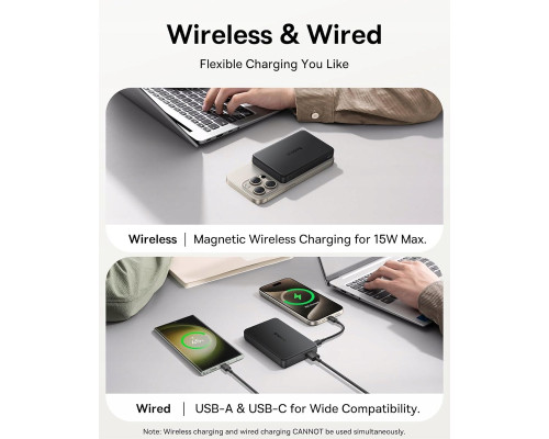 Зовнішній акумулятор Baseus Airpow Ⅱ Qi2 Magnetic Power Bank 10000mAh 22.5W Cosmic Black （With Simple Series Charging Cable Type-C to Type-C（20V/3A）30 (P10080000123-00)