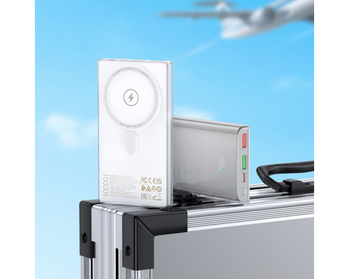 Зовнішній акумулятор HOCO Q22 Taurus 22.5W+PD20W magnetic fully compatible power bank with digital display(10000mAh) Gray (6942007612142)