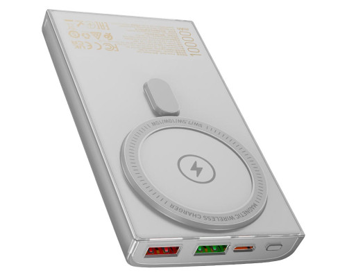 Зовнішній акумулятор HOCO Q22 Taurus 22.5W+PD20W magnetic fully compatible power bank with digital display(10000mAh) Gray (6942007612142)