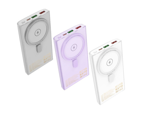Зовнішній акумулятор HOCO Q22 Taurus 22.5W+PD20W magnetic fully compatible power bank with digital display(10000mAh) Gray (6942007612142)