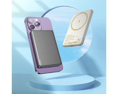 Зовнішній акумулятор HOCO Q26 Joy PD20W magnetic fast charging power bank(5000mAh) metal gray (6942007624039)