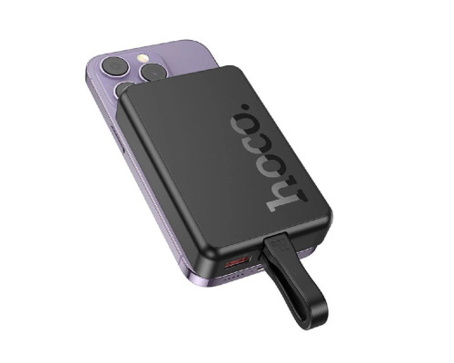 Зовнішній акумулятор HOCO Q24 Elegant 22.5W+PD20W fully compatible power bank with cable and magnetic fast charging(10000mAh) Black (6942007623438)