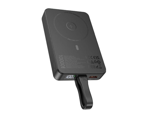 Зовнішній акумулятор HOCO Q24 Elegant 22.5W+PD20W fully compatible power bank with cable and magnetic fast charging(10000mAh) Black (6942007623438)