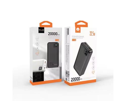 Зовнішній акумулятор WUW Y138 （PD22.5W quick charge) 20000mAh Black (Y138)