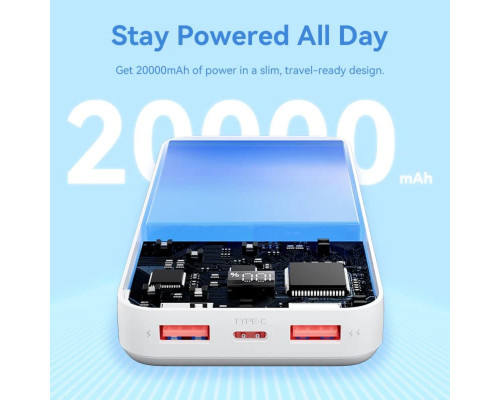 Зовнішній акумулятор Vention 20000mAh Power Bank (Micro-USB + USB-C + USB-A + USB-A) 22.5W White LED Display Type (FHLW0)