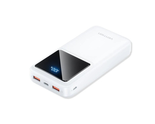 Зовнішній акумулятор Vention 20000mAh Power Bank (Micro-USB + USB-C + USB-A + USB-A) 22.5W White LED Display Type (FHLW0)