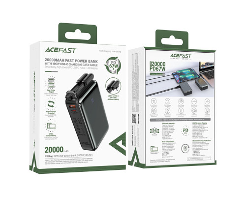 Зовнішній акумулятор ACEFAST M4 PD67W power bank 20000mAh Black (AFM4B)