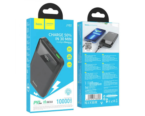 Зовнішній акумулятор HOCO J102 Cool figure PD20W+QC3.0 power bank(10000mAh) Black (6931474783608)