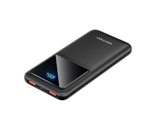 Зовнішній акумулятор Vention 10000mAh Power Bank (Micro-USB + USB-C + USB-A + USB-A) 22.5W Black LED Display Type (FHKB0)
