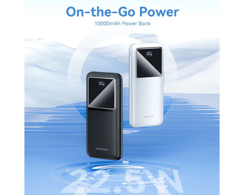 Зовнішній акумулятор Vention 10000mAh Power Bank (Micro-USB + USB-C + USB-A + USB-A) 22.5W Black LED Display Type (FHKB0)