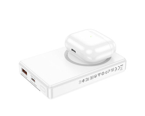 Зовнішній акумулятор BOROFONE BJ49 Astute 22.5W+PD20W fully compatible magnetic power bank(10000mAh) White (6941991109904)