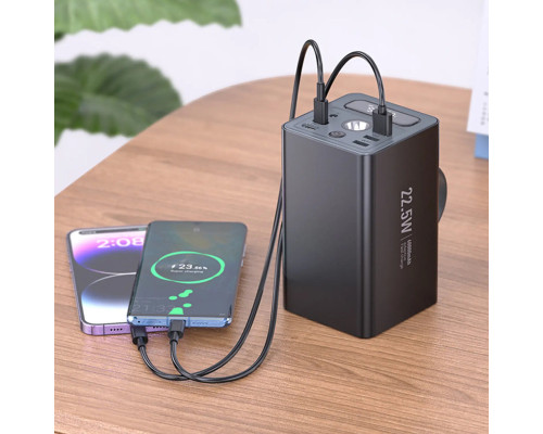 Зовнішній акумулятор HOCO J138 Distant 22.5W+PD20W+DC12V multi-function power bank (60000mAh) Black (6942007638524)